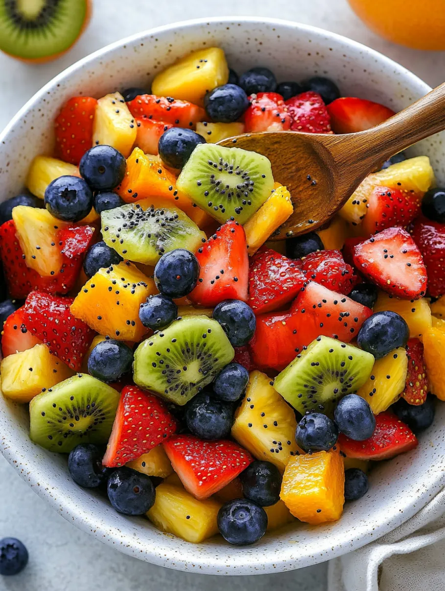 Fresh Fruit Salad with Honey-Lime Poppy Seed Dressing