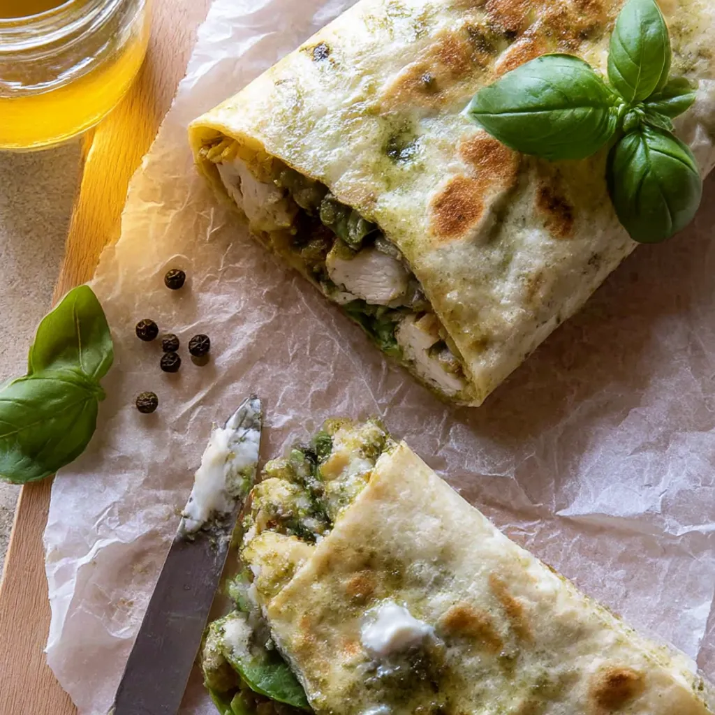 Pesto Chicken and Avocado Bacon Salad Wraps
