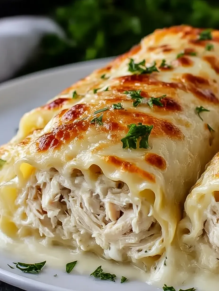 Chicken Alfredo Lasagna Rolls