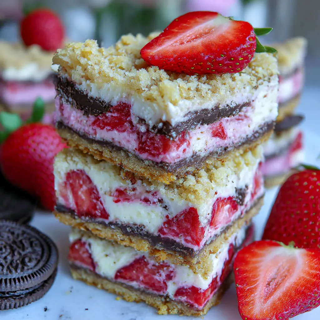 Golden Oreo Strawberry Cheesecake Bars Recipe