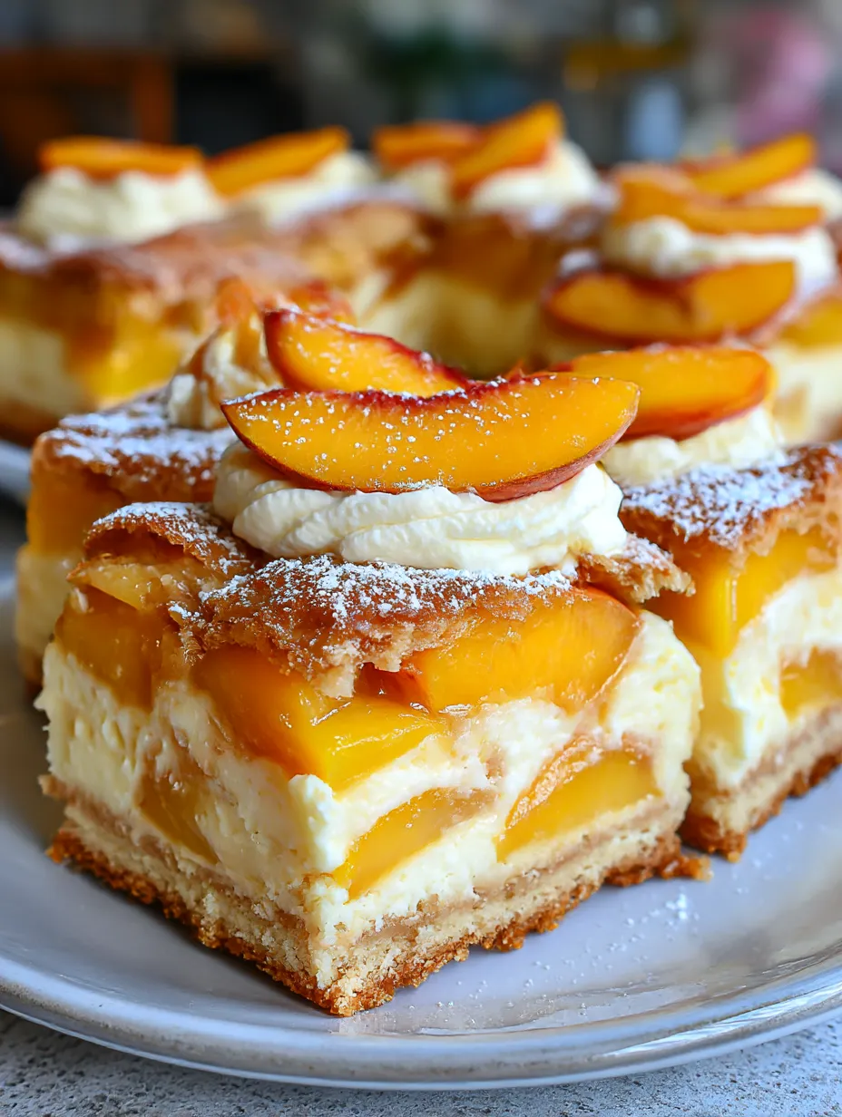 Peaches and Cream Cheesecake Bars