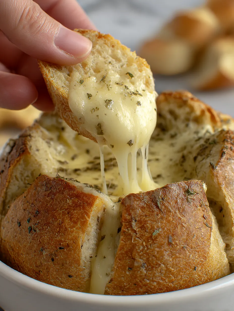 Garlic Butter Baked Brie in a Bread Bowl