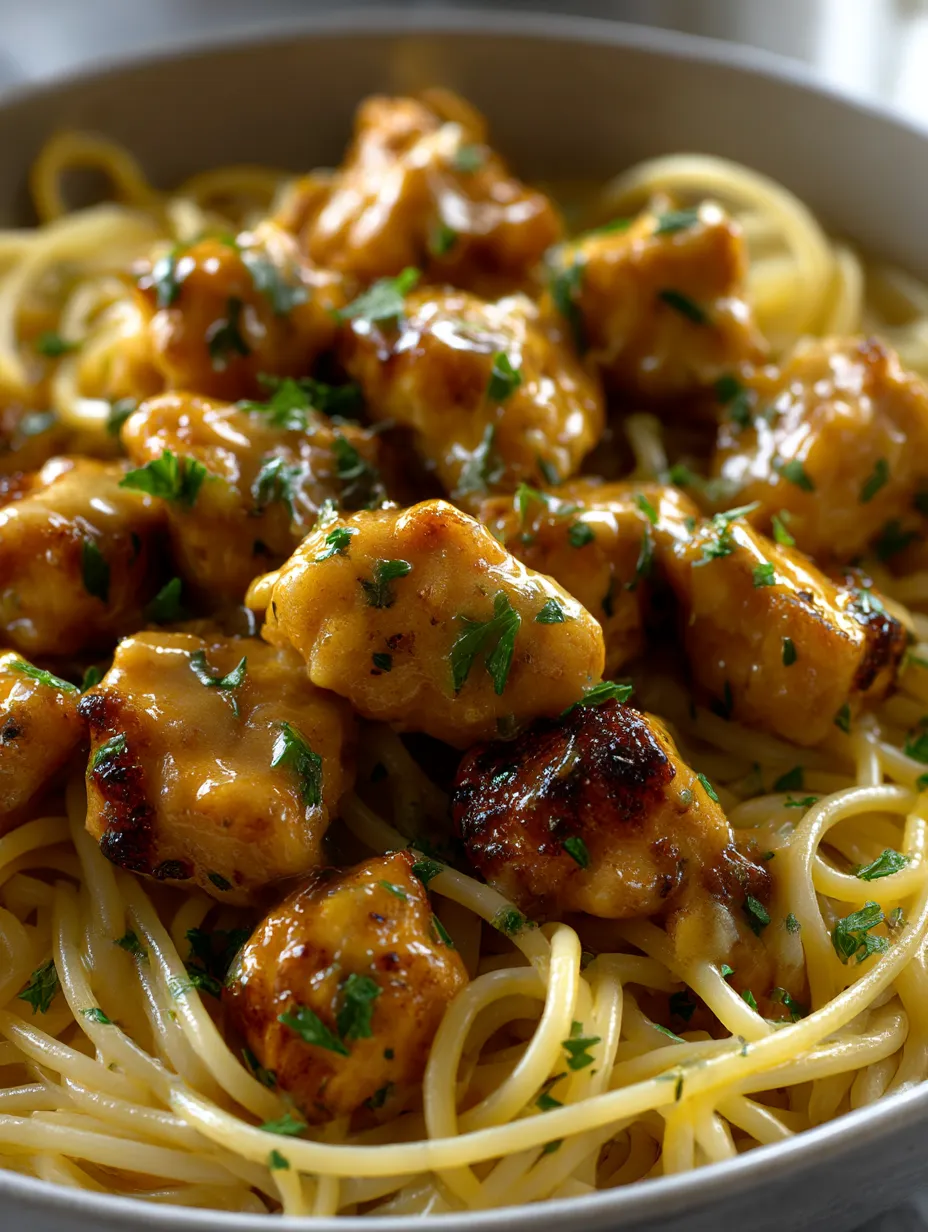 Garlic Butter Chicken Bites with Creamy Parmesan Pasta