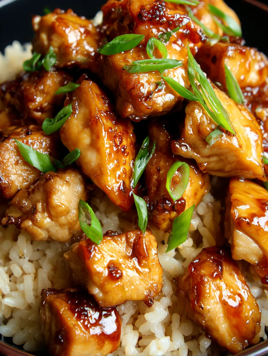 A bowl of rice with chicken and sauce.