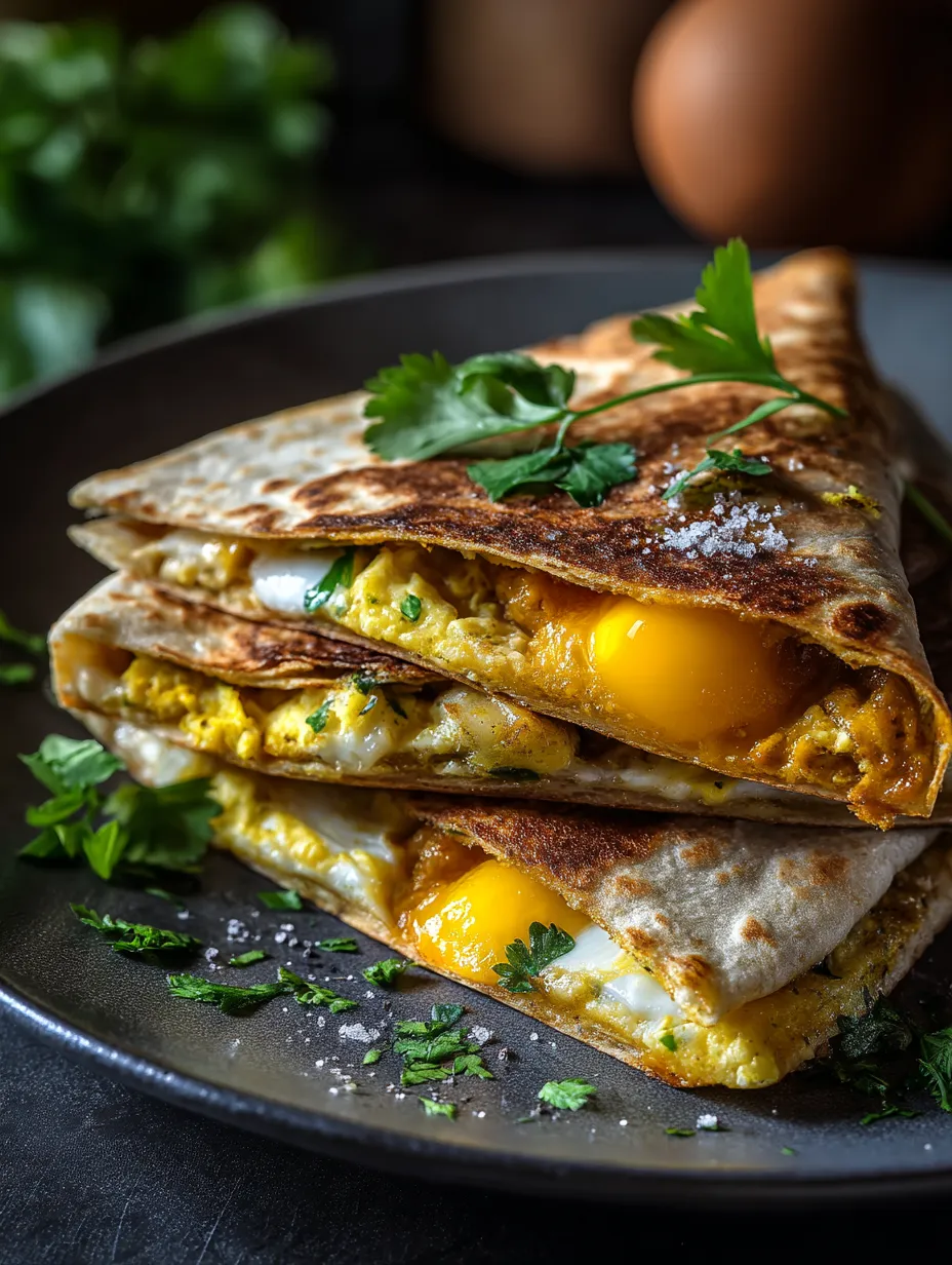 A stack of fried egg quesadillas.