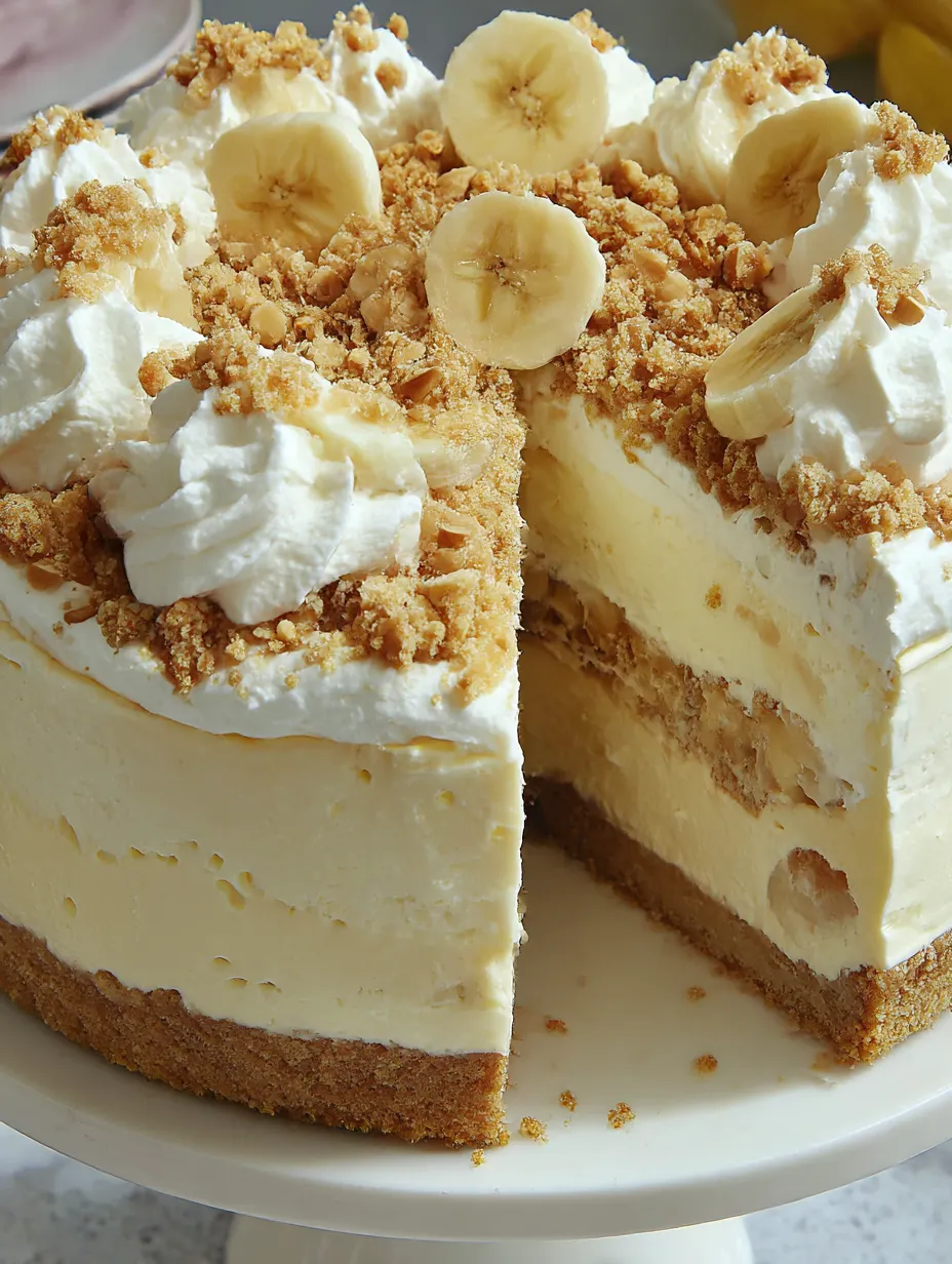 A slice of banana pudding cheesecake.