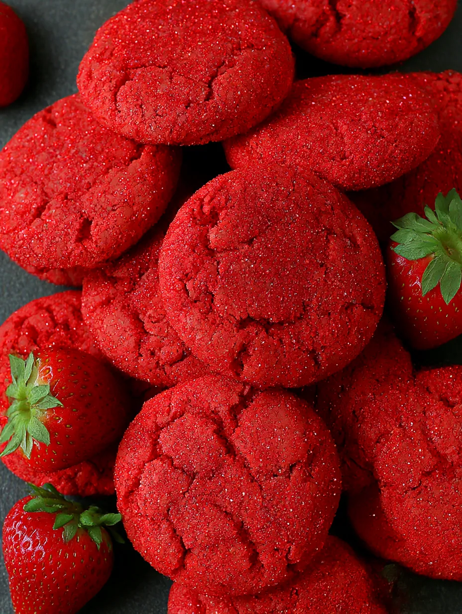 Red sugar cookies with strawberry sugar.