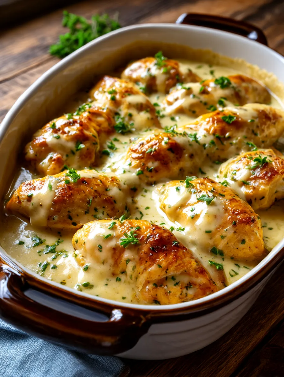 A bowl of creamy Asiago chicken.
