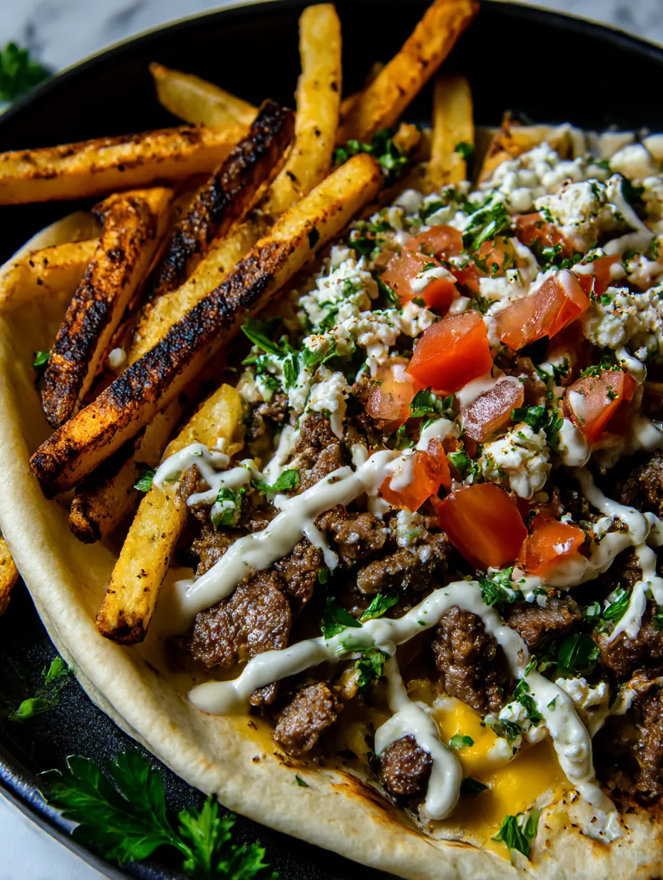 A plate of steak and cheese dirty fry burritos.
