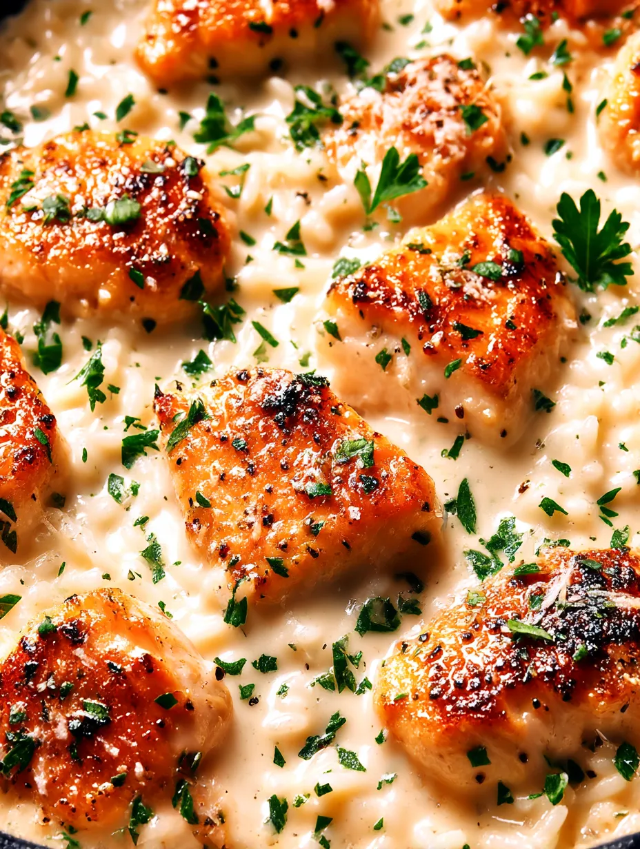 A dish of rice and chicken with Parmesan cheese.