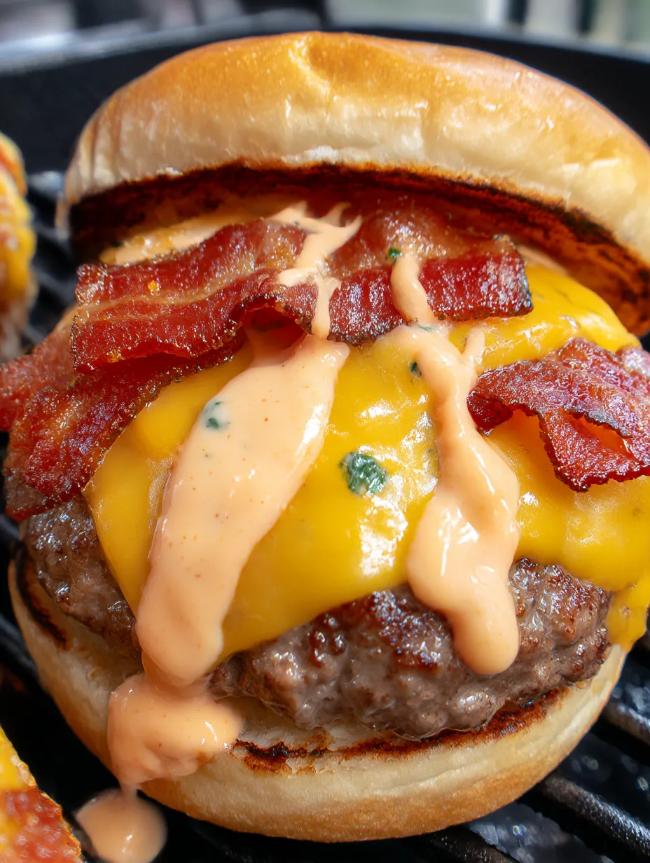 A burger with bacon and cheese.
