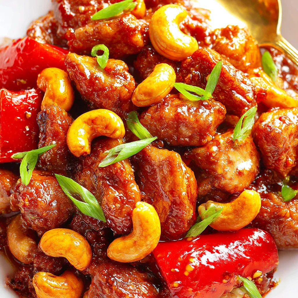 Dragon chicken with peppers and nuts.