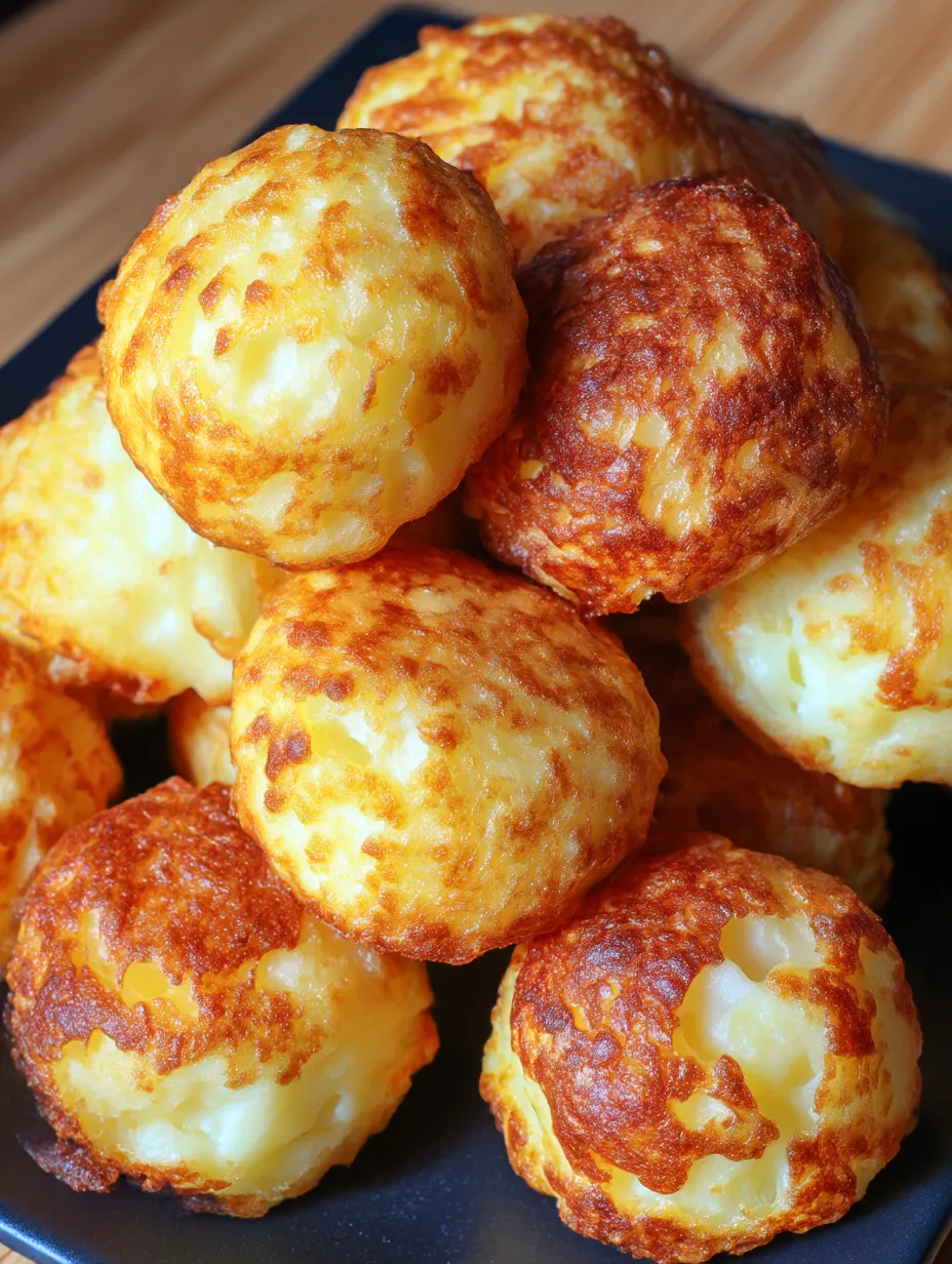 A plate of mashed potato cheese puffs.