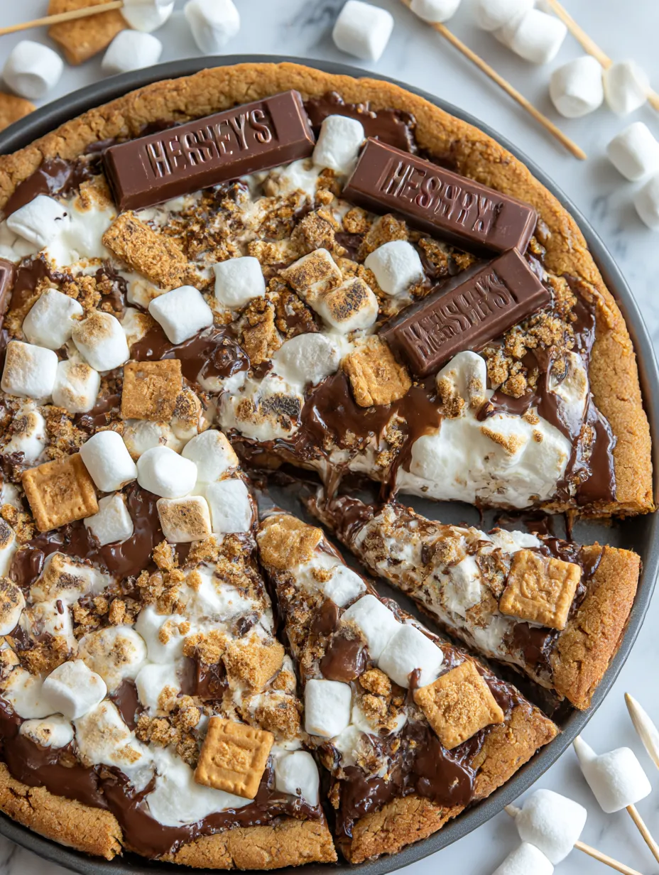A pizza with marshmallows and chocolate chips on top.