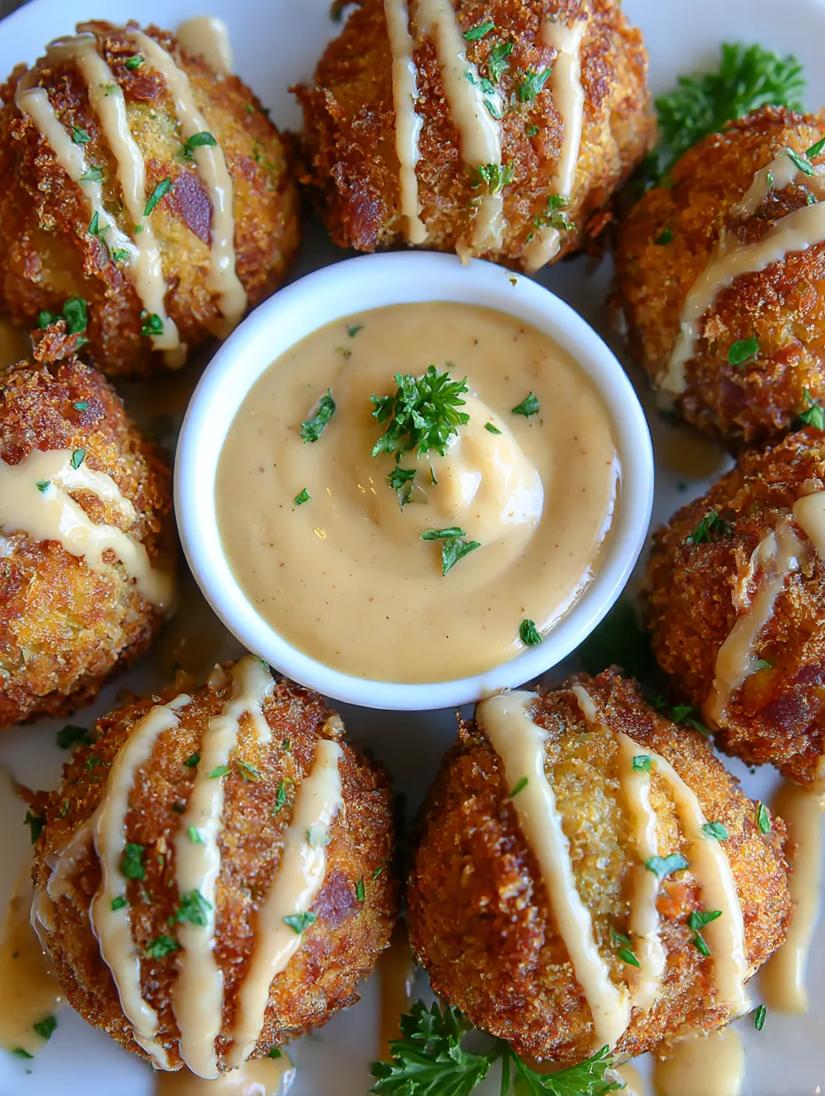 Reuben balls with spicy thousand island dipping sauce.