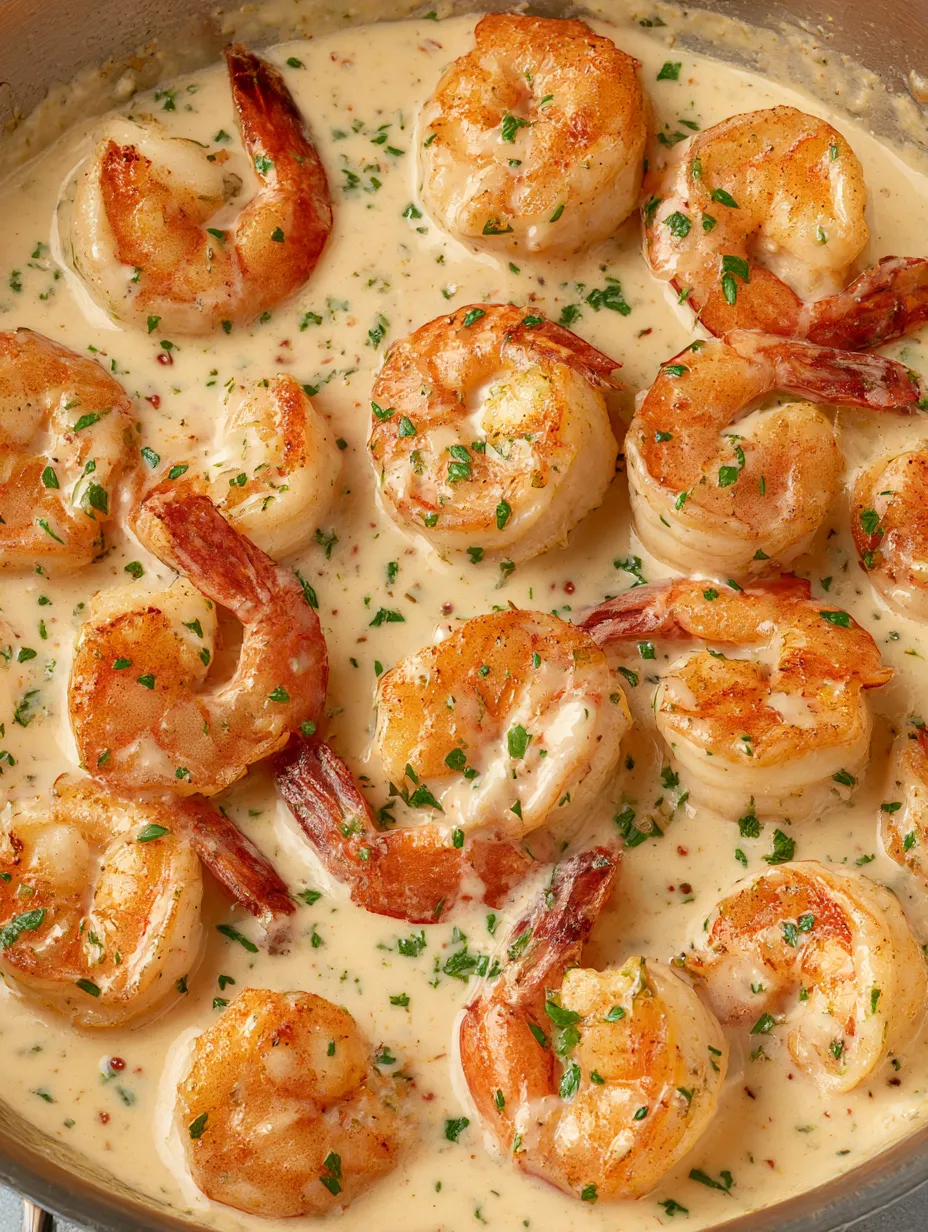 A bowl of shrimp covered in garlic sauce.