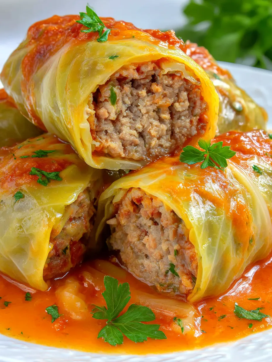 A plate of Ukrainian cabbage rolls.