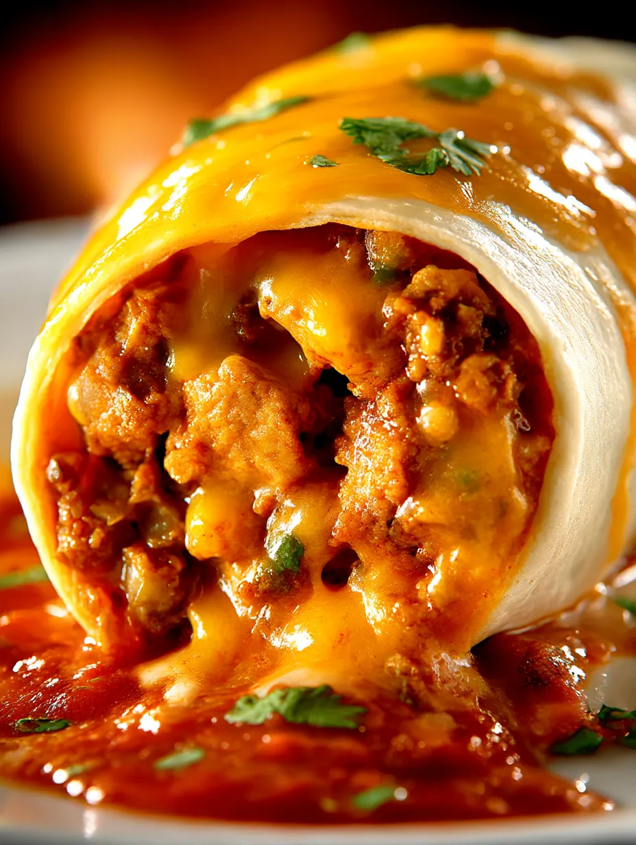 A burrito with cheese and meat in it.