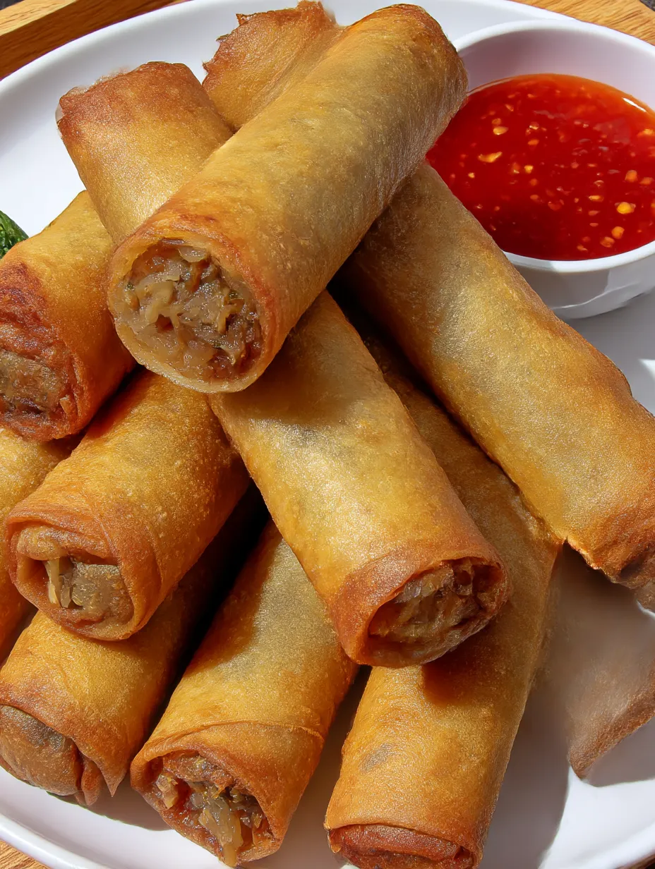 A plate of Filipino lumpia.