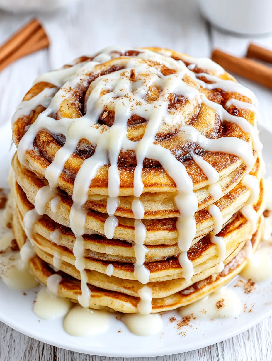 A stack of cinnamon roll pancakes.