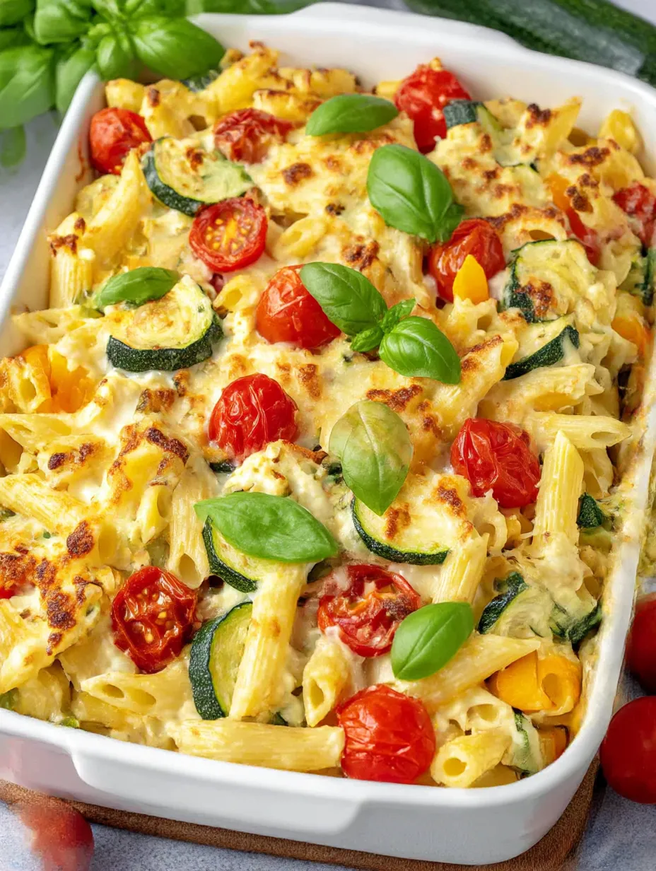 A dish of chicken pasta primavera.