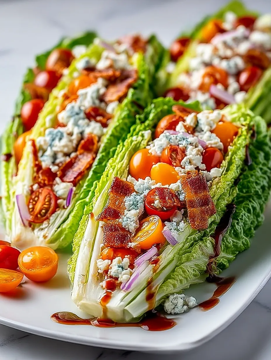 A plate of food with lettuce, tomatoes, bacon, and blue cheese.