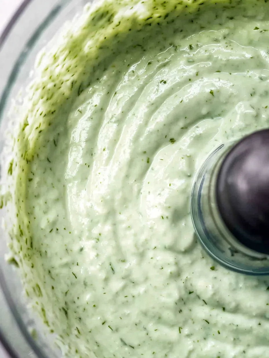 A blender with a green sauce in it.