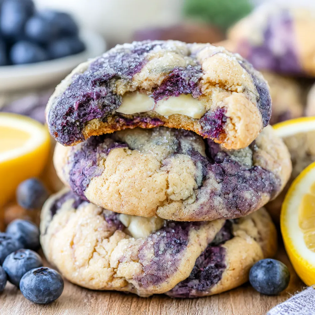 A stack of blueberry cheesecake cookies.