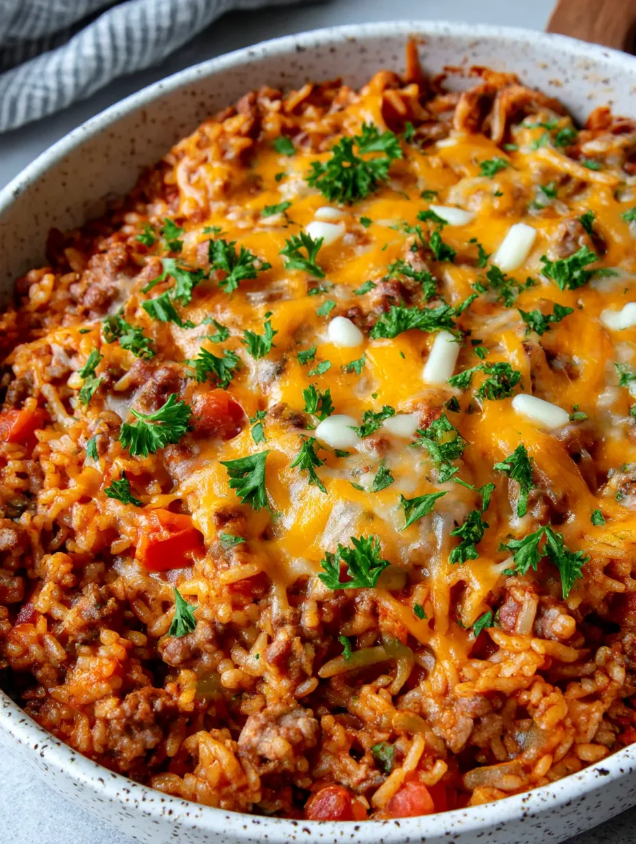 A close up of a stuffed pepper casserole.