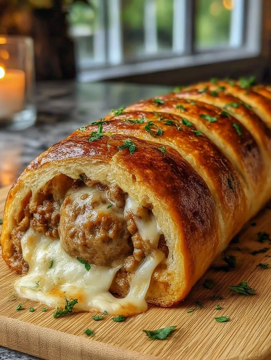 A cheese steak stromboli with meat and cheese.