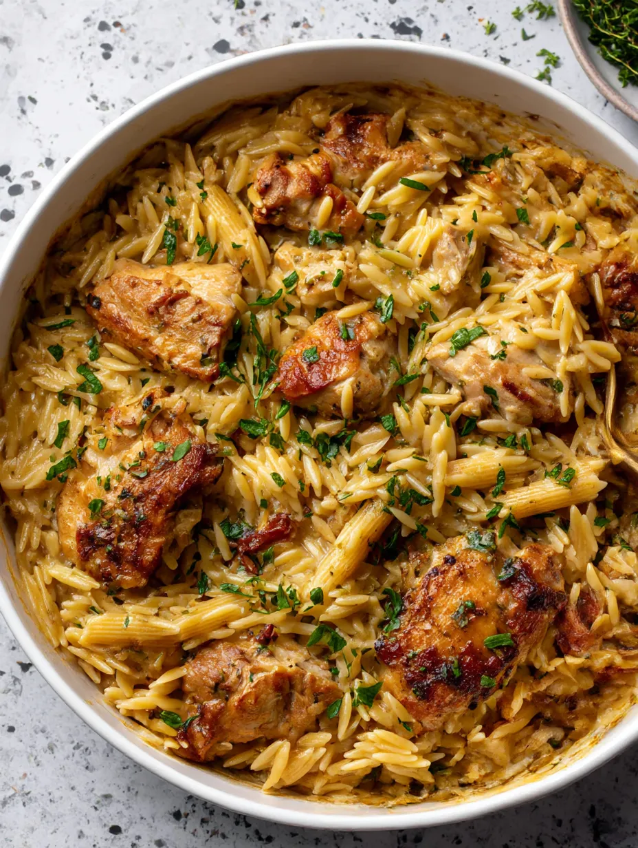 A dish of chicken and pasta.