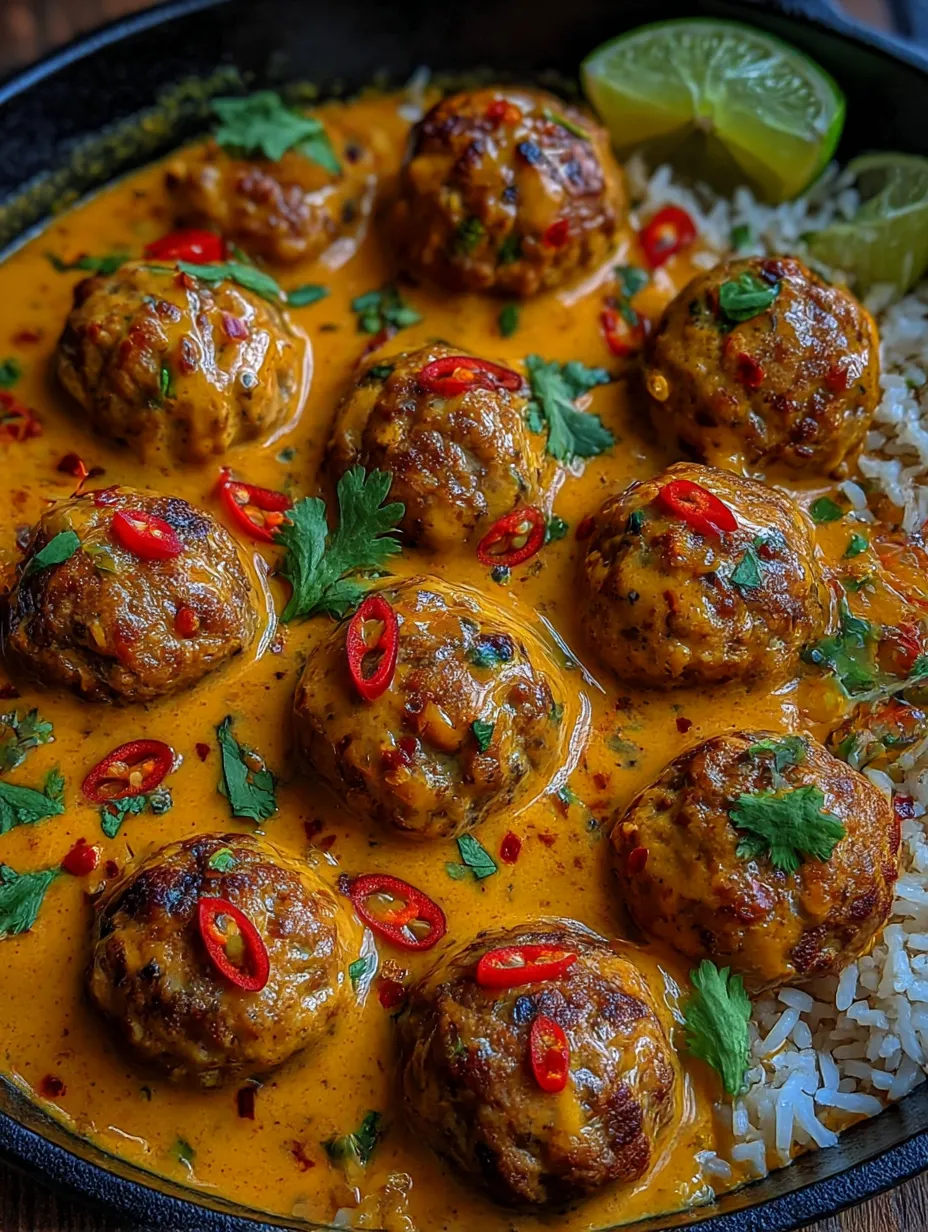 Coconut Curry Meatballs in a creamy sauce.