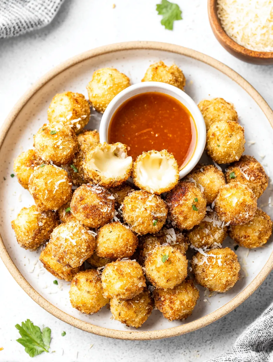 A plate of fried cheese balls.
