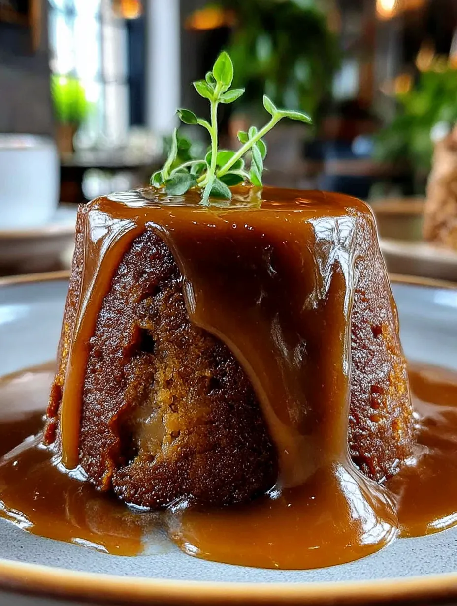 A close up of a delicious looking Sticky Toffee Pudding.
