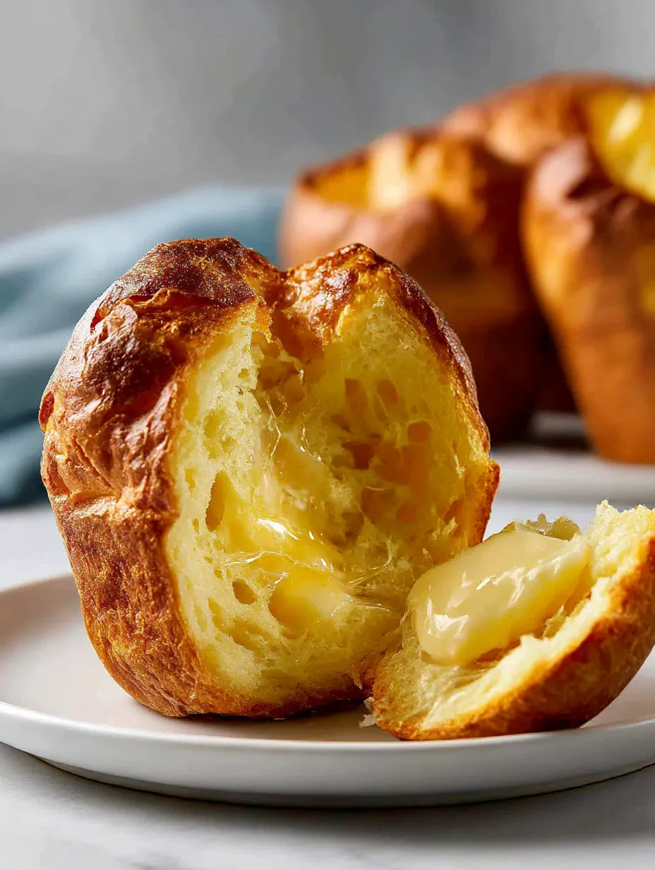 A slice of a popover with butter in it.