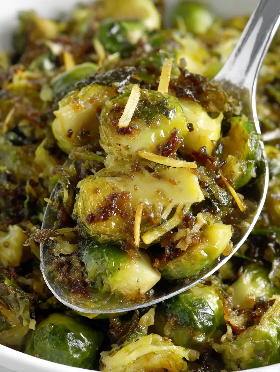A spoon full of shredded brussels sprouts.