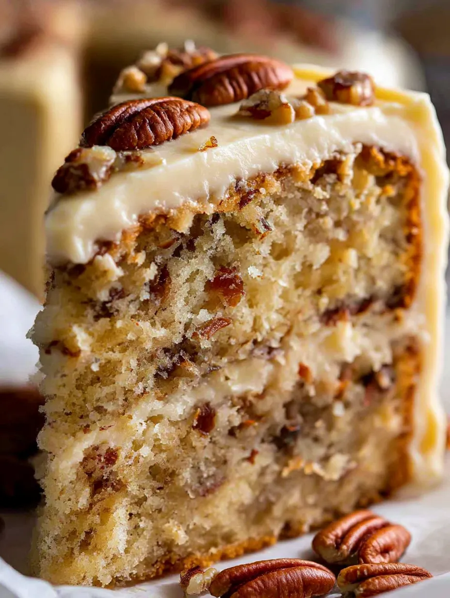 A slice of butter pecan cake.