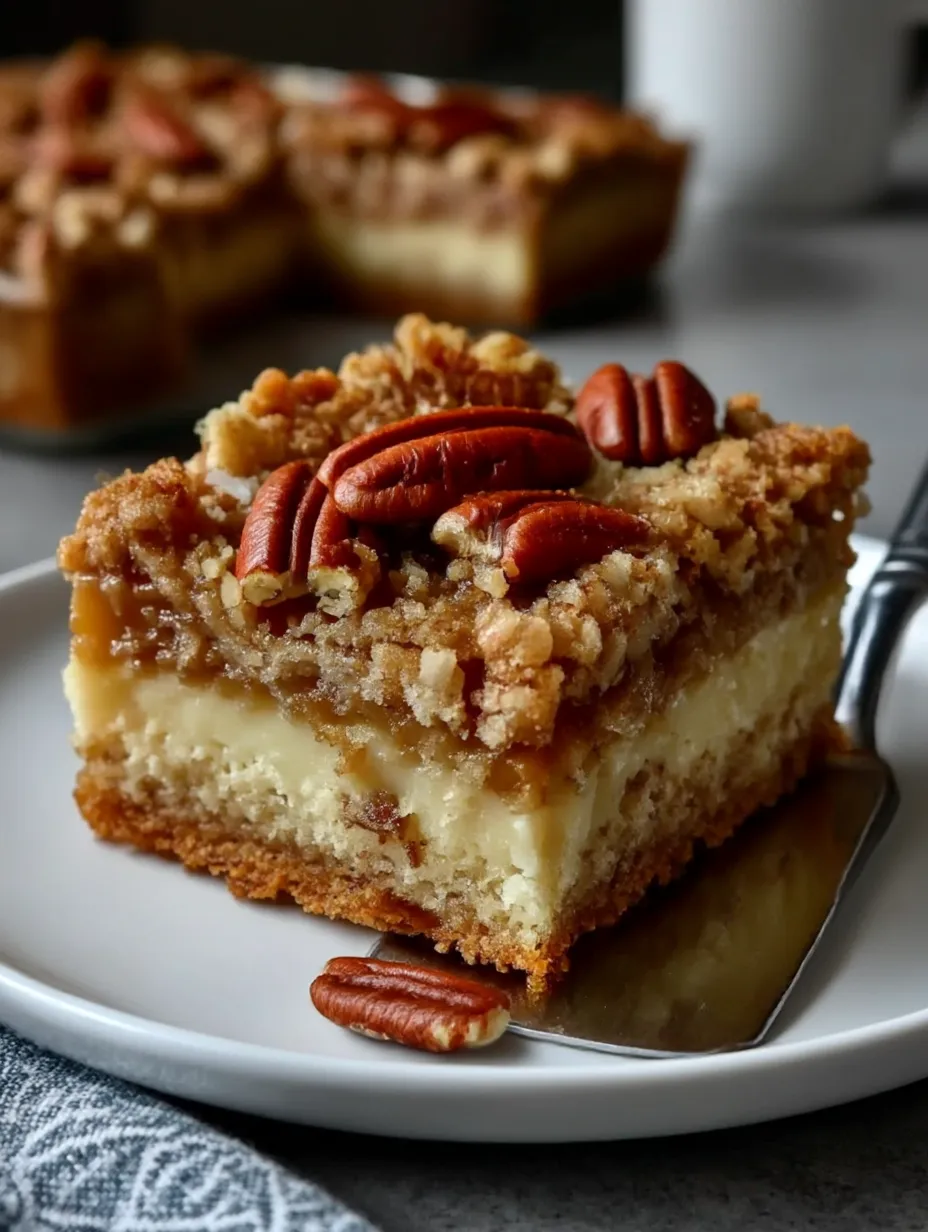 A slice of pecan pie dump cake.