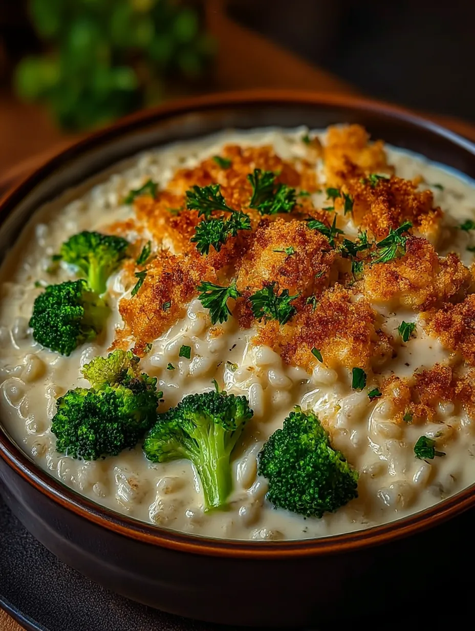 A bowl of rice with broccoli and cheese.