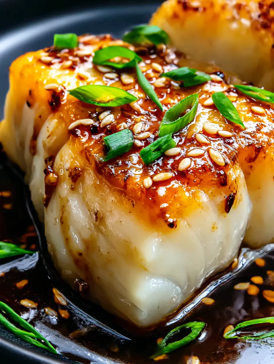 A close up of a piece of fish with ginger and soy sauce.