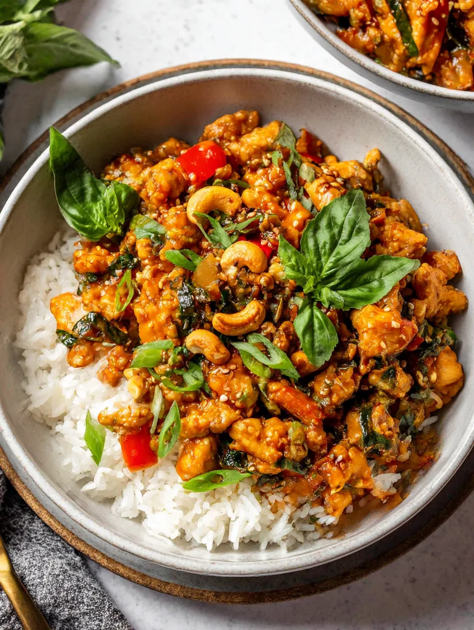 A bowl of sweet and spicy chicken with rice and vegetables.