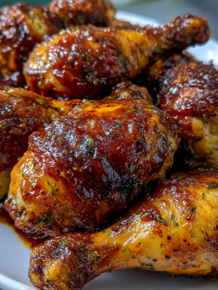 A plate of chicken drumsticks with a glaze.