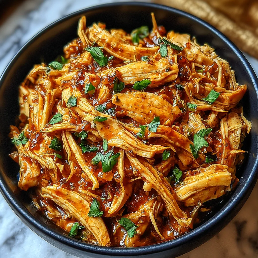 A bowl of Pulled Chicken.
