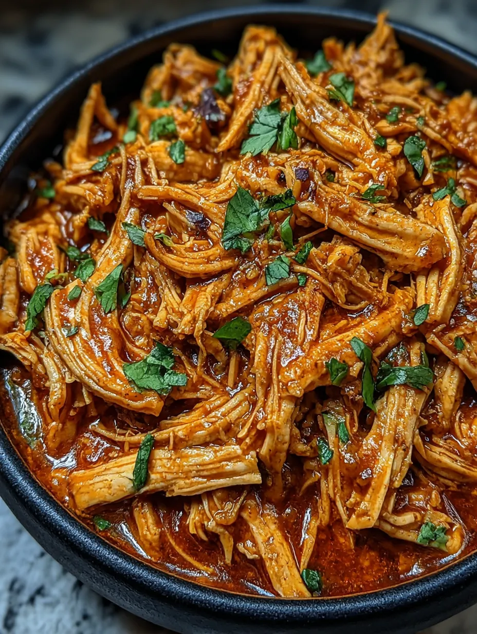 A bowl of pulled chicken.