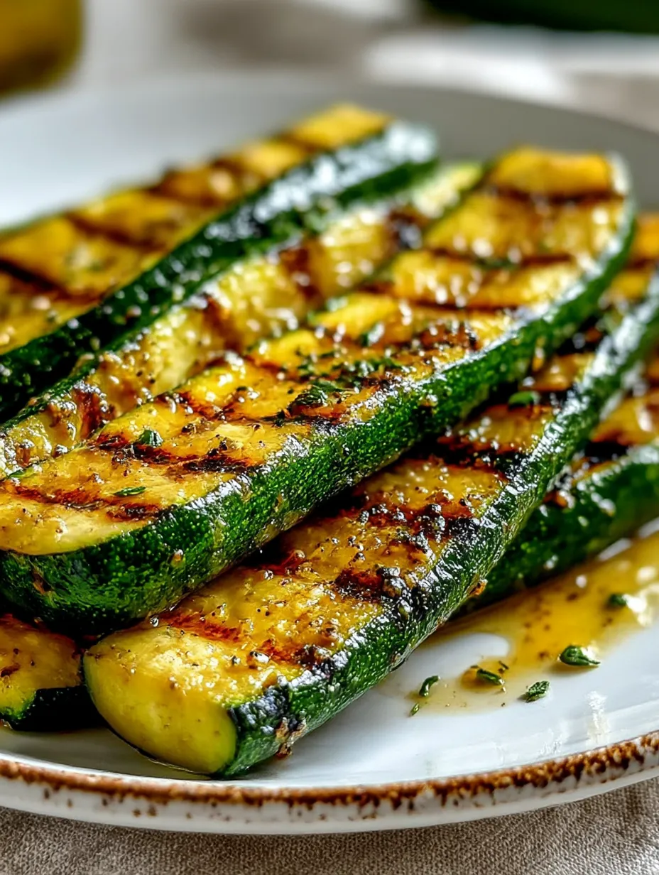 Grilled zucchini on a white plate.