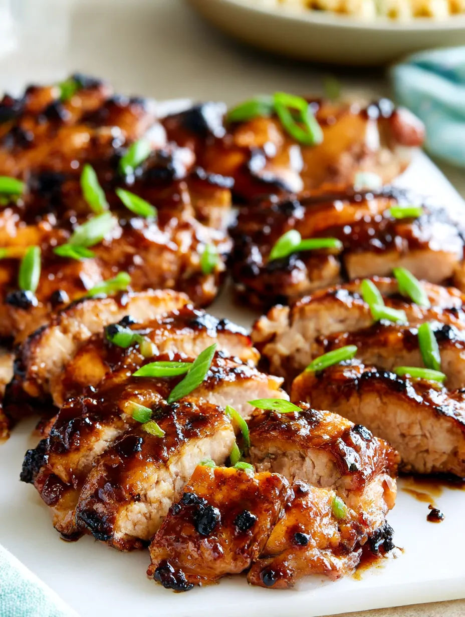 Grilled chicken thighs with a marinade.