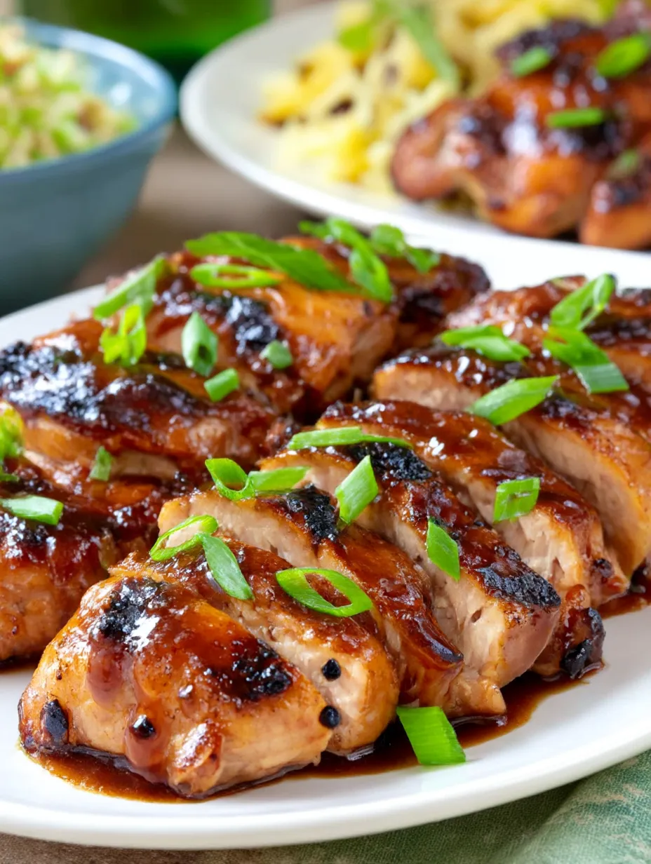 Grilled chicken thighs with a marinade.