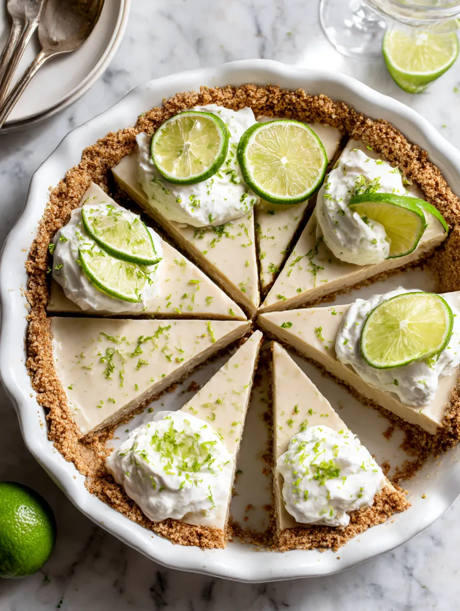 A slice of pie with lime on top.