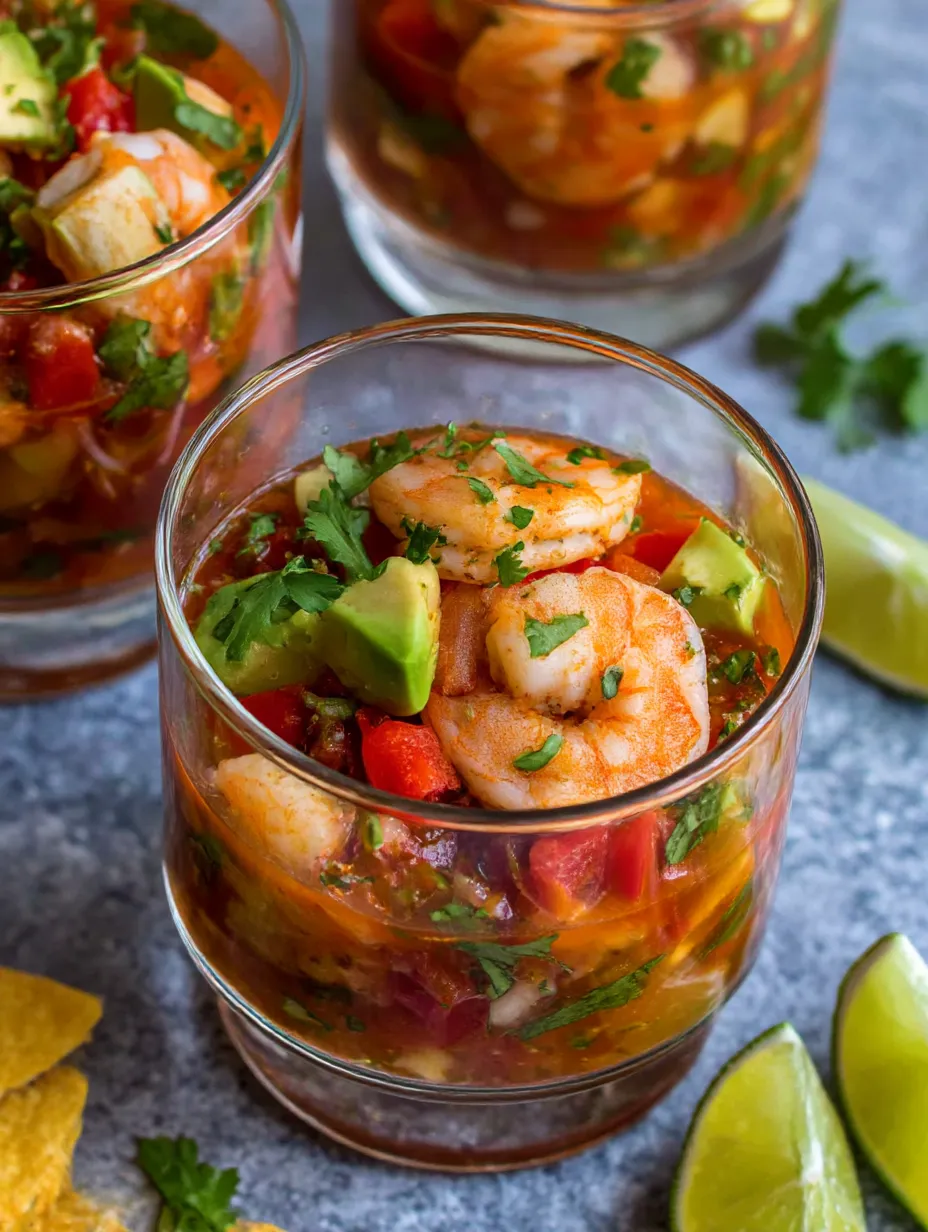 Three glasses of shrimp cocktail.