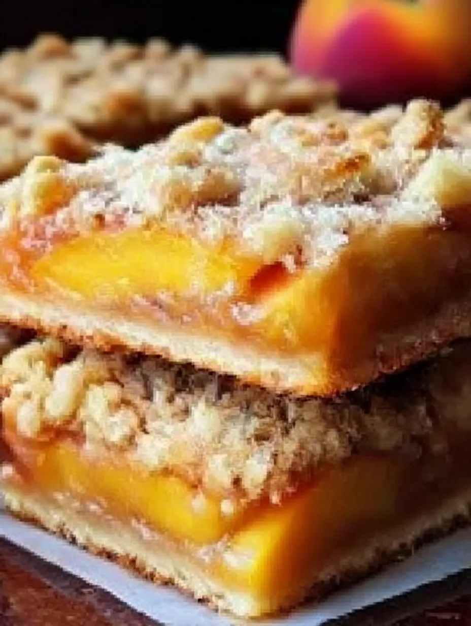 A close up of a delicious peach bar.